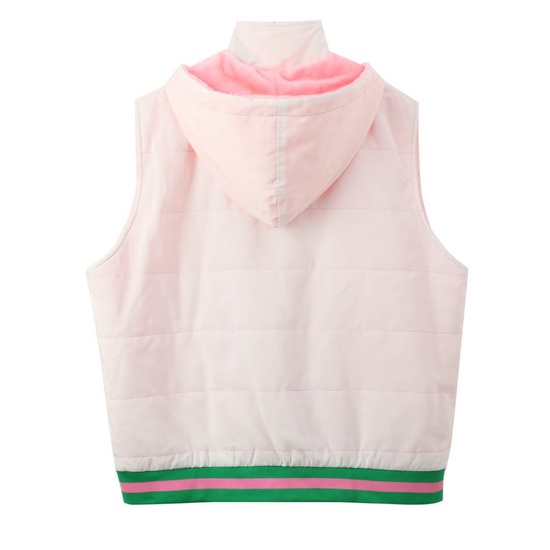 AKA Hooded Puffer Vest Sherpa Lining Read Description
