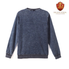 SGRho Chenille Poodle Denim Pocket Crewneck