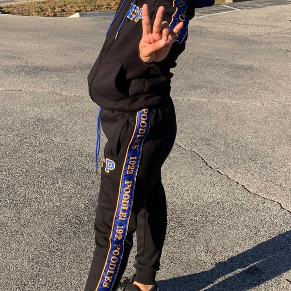 SGRho Black Tapered Sweatsuit Joggers (Unisex Size)