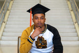 Alpha White Opposite Sleeve Crest Chenille Crewneck