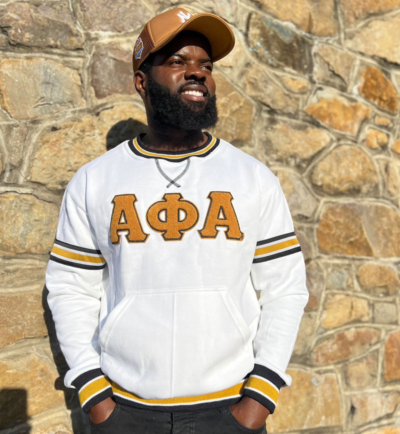 Alpha White Chenille Crewneck