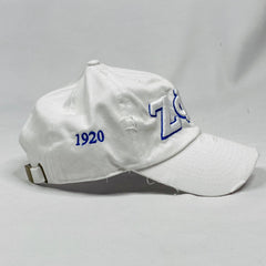 White Zeta Phi Beta Distressed Hat