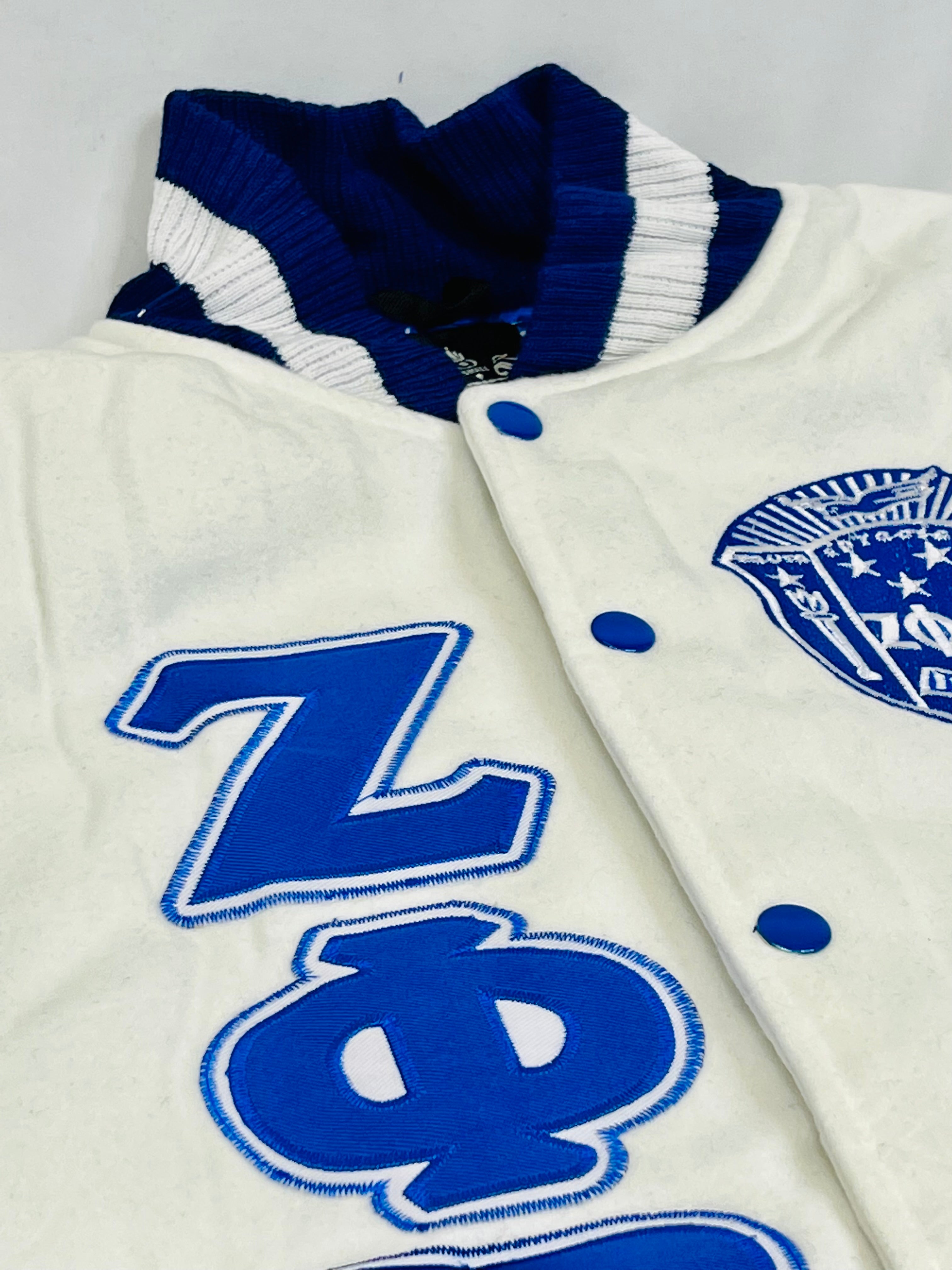 Zeta White Wool and Leather Letterman Jacket