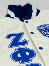 Zeta White Wool and Leather Letterman Jacket