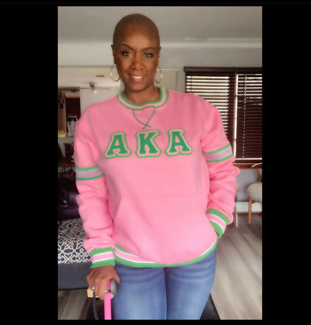 AKA Pink Stripe Chenille Crewneck (Unisex Size)