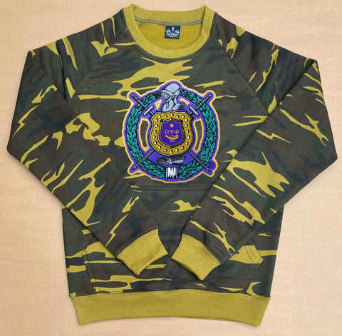 Omega Camo Crest Chenille Crewneck