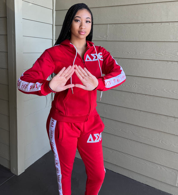 Delta Red Tapered Sweatsuit Jacket (Unisex Size)