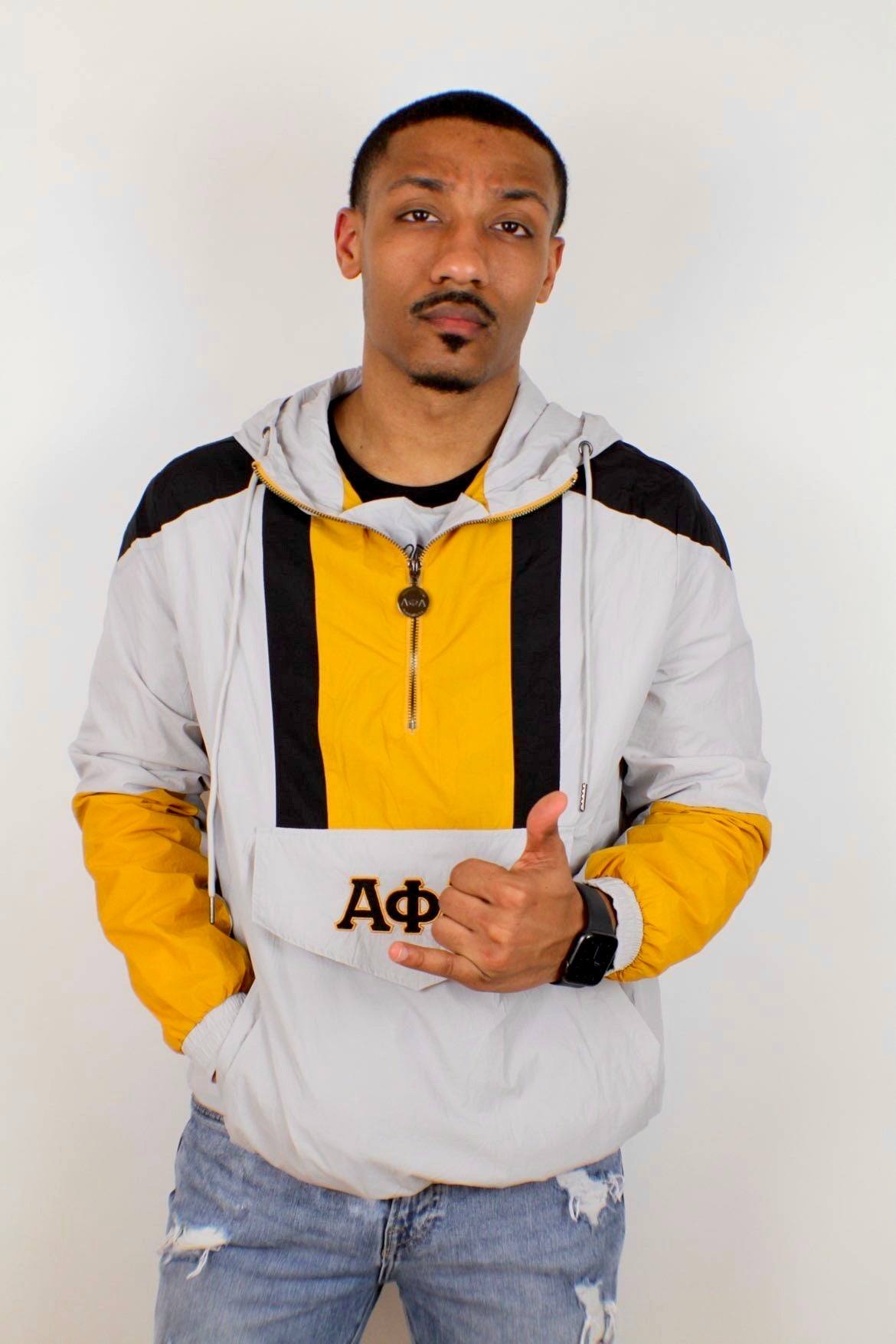 Alpha Grey Half Zip Windbreaker Jacket