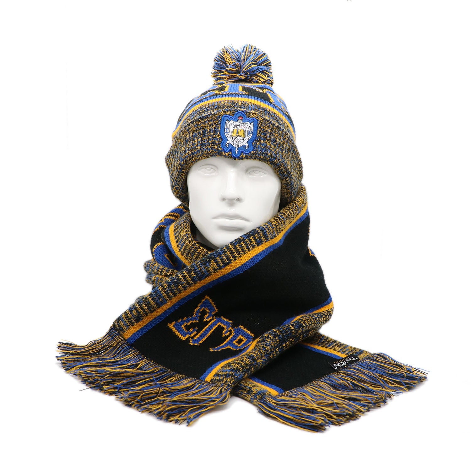 SGRho Black Scarf and Hat Set