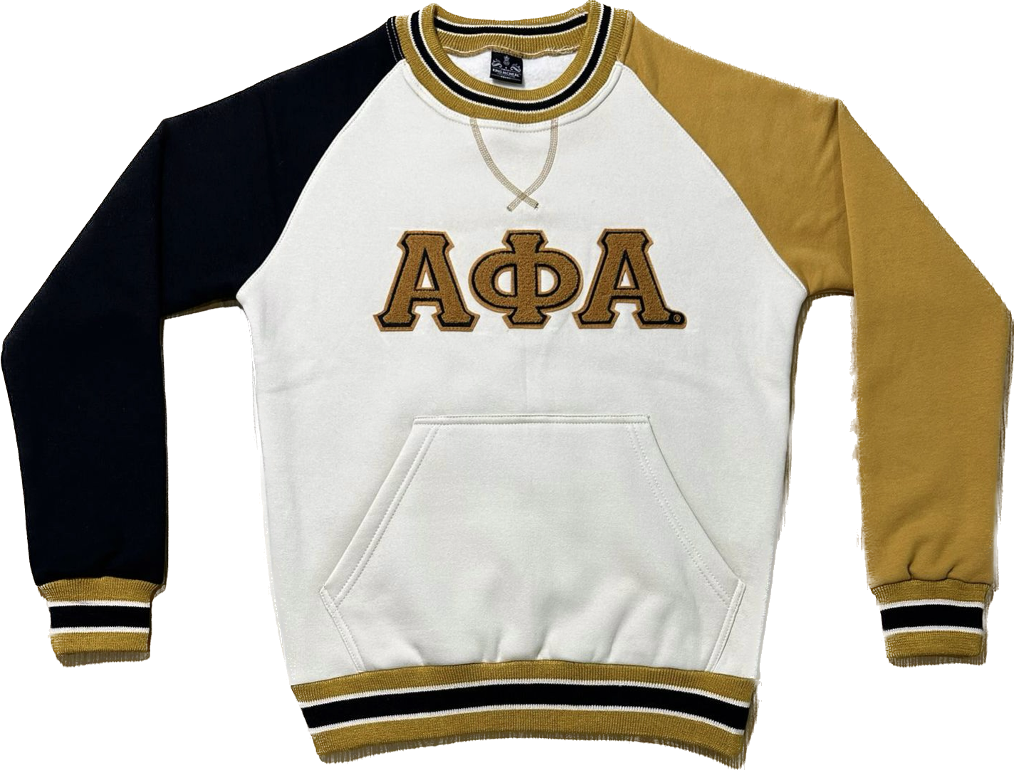 Alpha Nuetral Opposite Sleeve Crest Chenille Crewneck