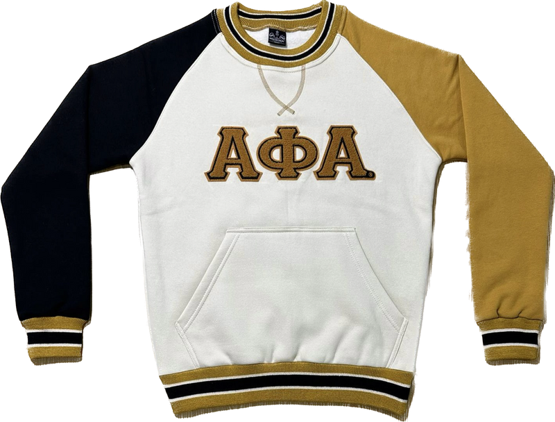 Alpha Nuetral Opposite Sleeve Crest Chenille Crewneck