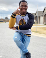 Alpha Grey Opposite Sleeve Crest Chenille Crewneck