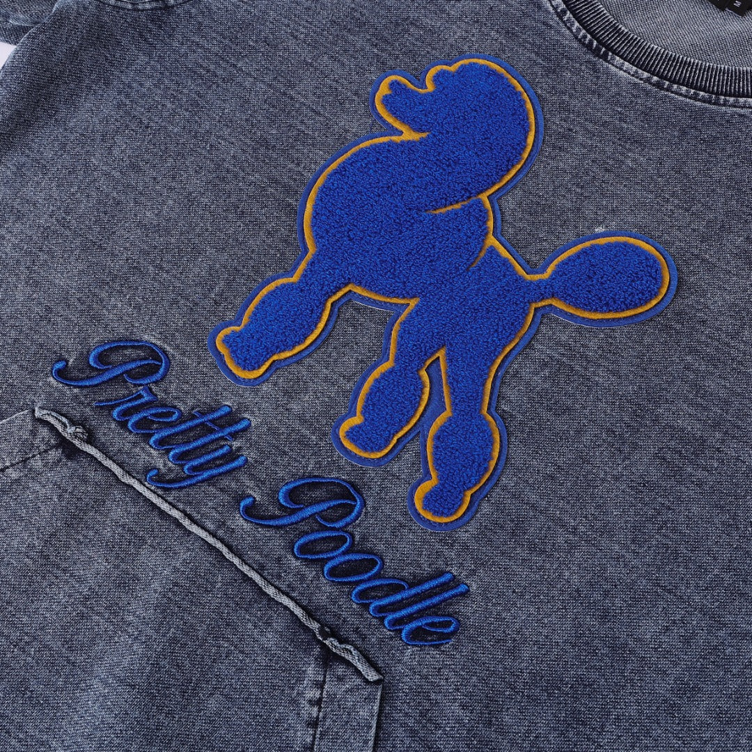 SGRho Chenille Poodle Denim Pocket Crewneck