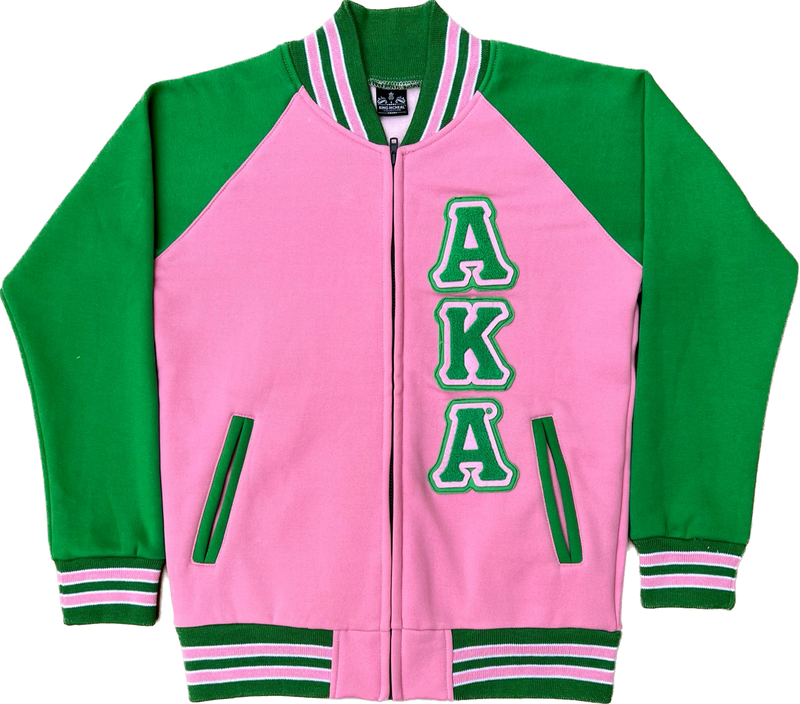 AKA Pink Fleece Letterman Jacket (Unisex Size)