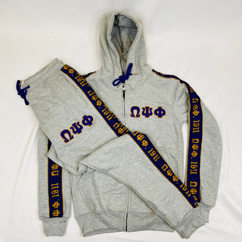 Omega Psi Phi Grey Tapered Sweatsuit Jacket