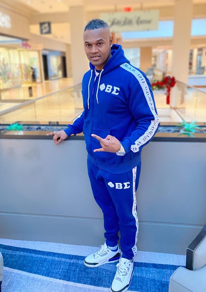 Blue Phi Beta Sigma Tapered Sweatsuit Jacket