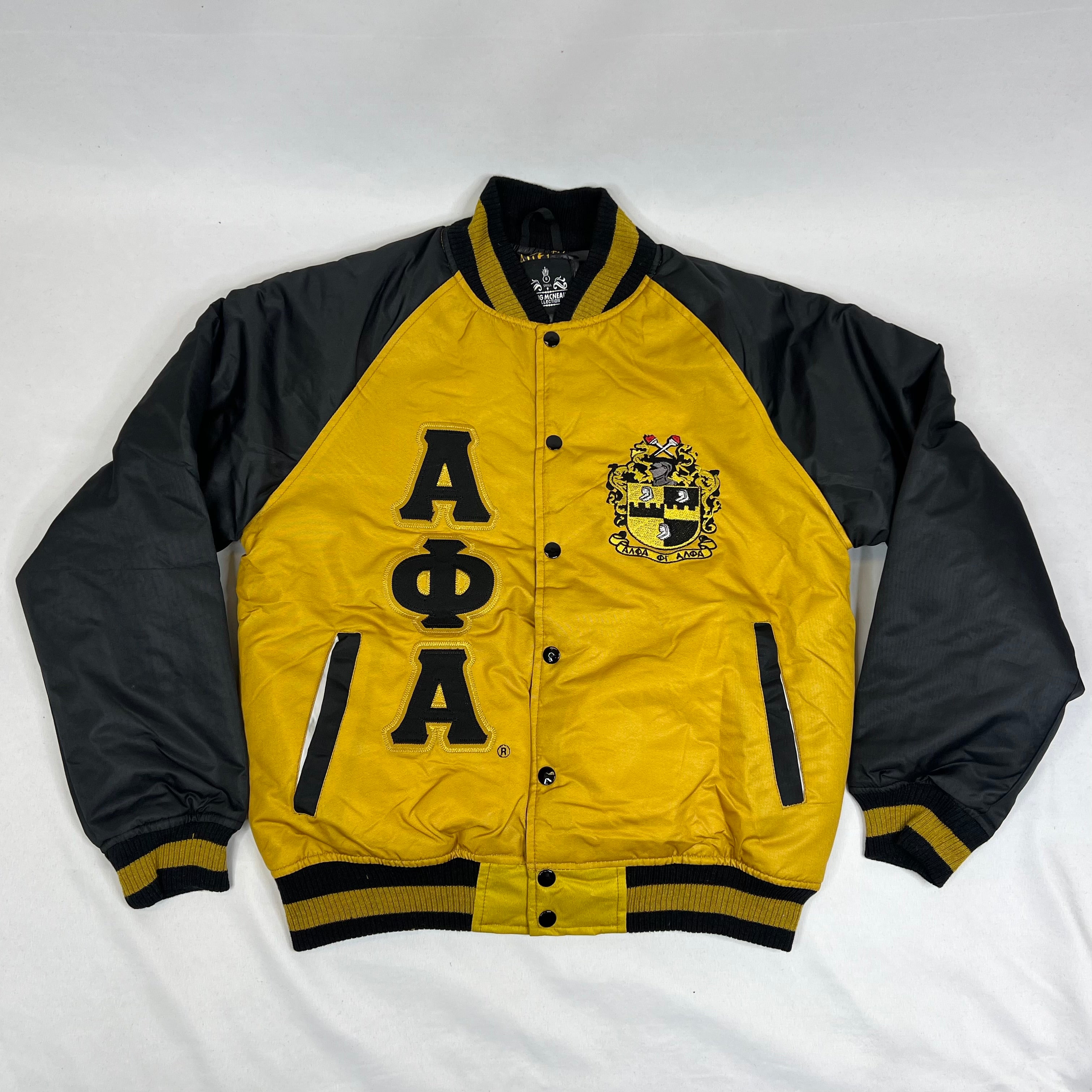 Alpha Old Gold Bomber Jacket Custom Lining