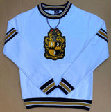 Alpha White Crest Chenille Crewneck