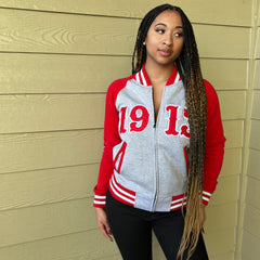 Delta 1913 Grey Fleece Letterman Jacket