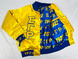 SGRho Gold Satin Bomber Jacket Custom Ribbon And Lining