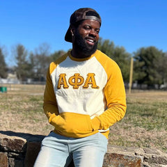Alpha Neutral/Gold Chenille Pocket Crewneck