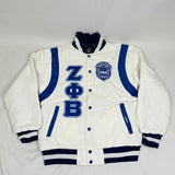 Zeta White Wool and Leather Letterman Jacket