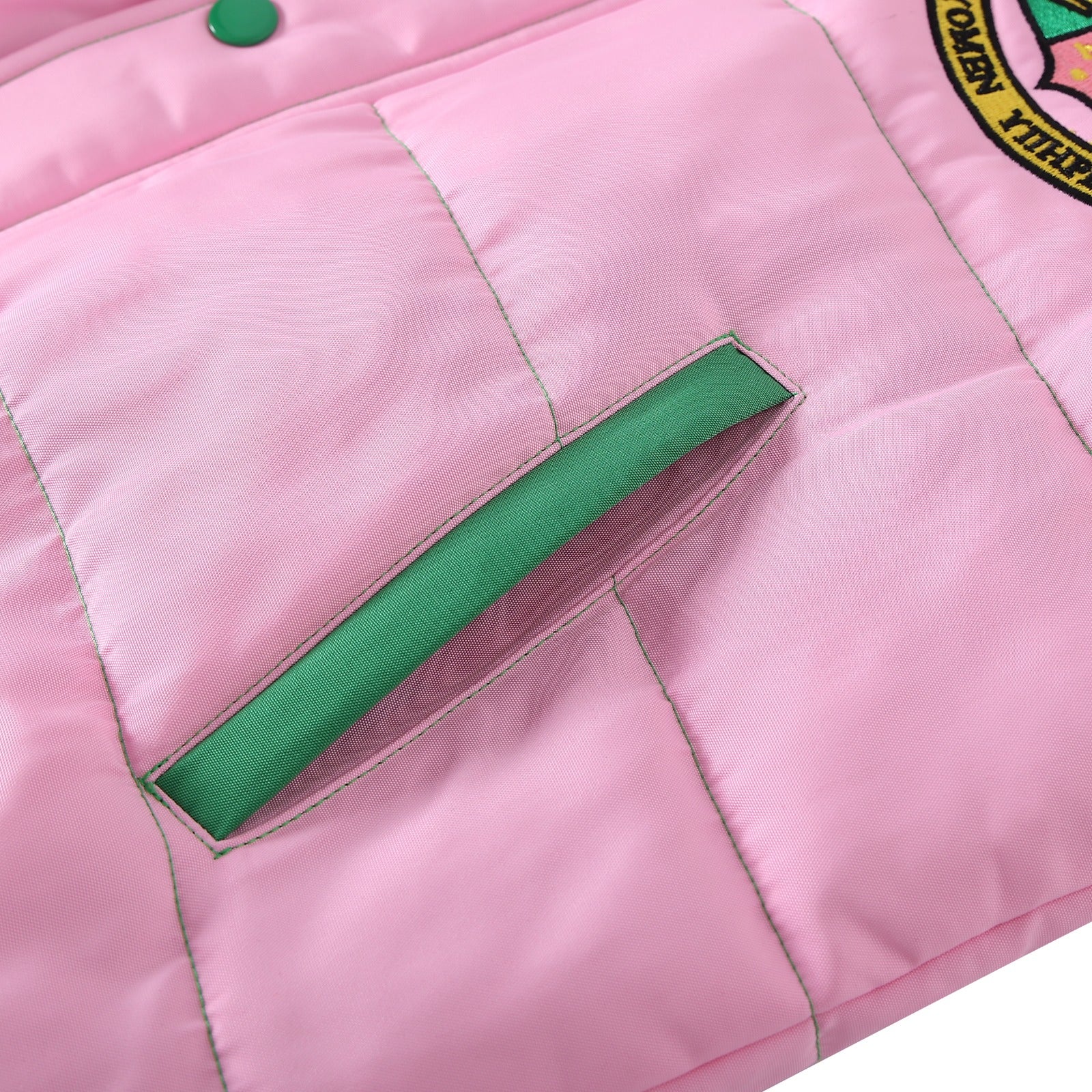 AKA Pink/Green Hooded Puffer Vest Sherpa Lining Read Description