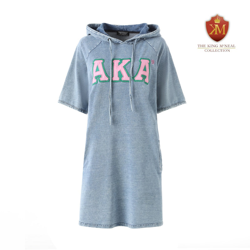 AKA Denim Hoodie Dress With Pockets