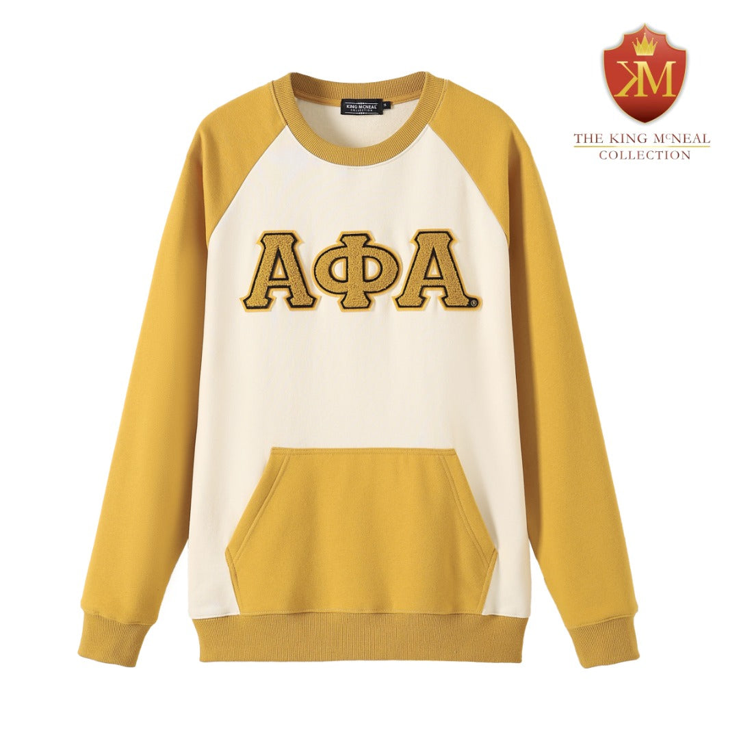 Alpha Neutral/Gold Chenille Pocket Crewneck