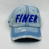 “FINER” Light Denim Zeta Phi Beta Distressed Hat