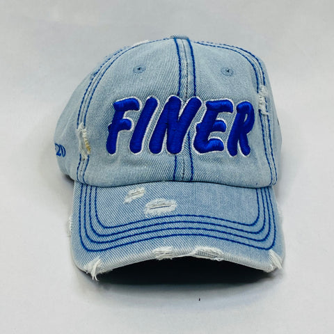 “FINER” Light Denim Zeta Phi Beta Distressed Hat