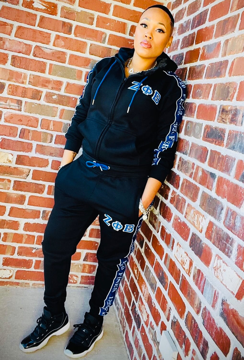 Zeta Black Tapered Sweatsuit Jacket (Unisex Size)