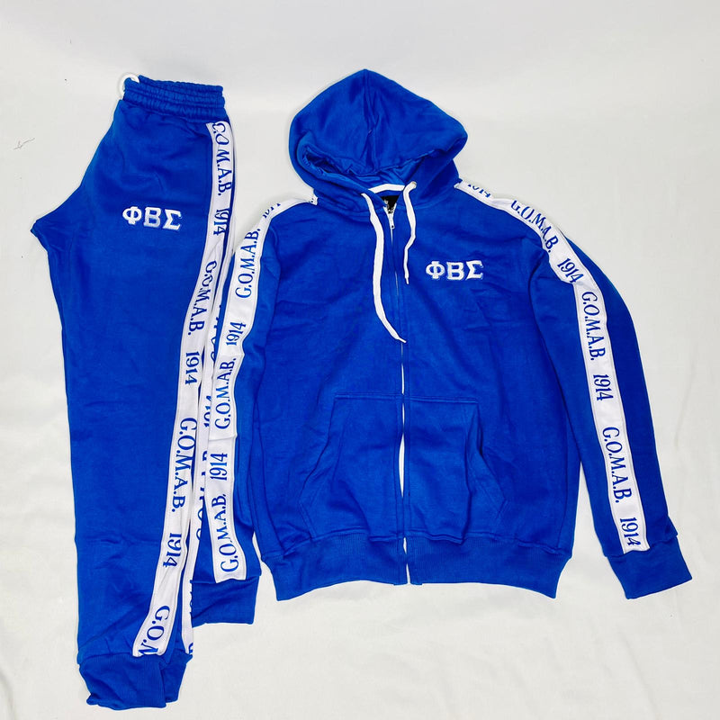 Blue Phi Beta Sigma Tapered Sweatsuit Jacket
