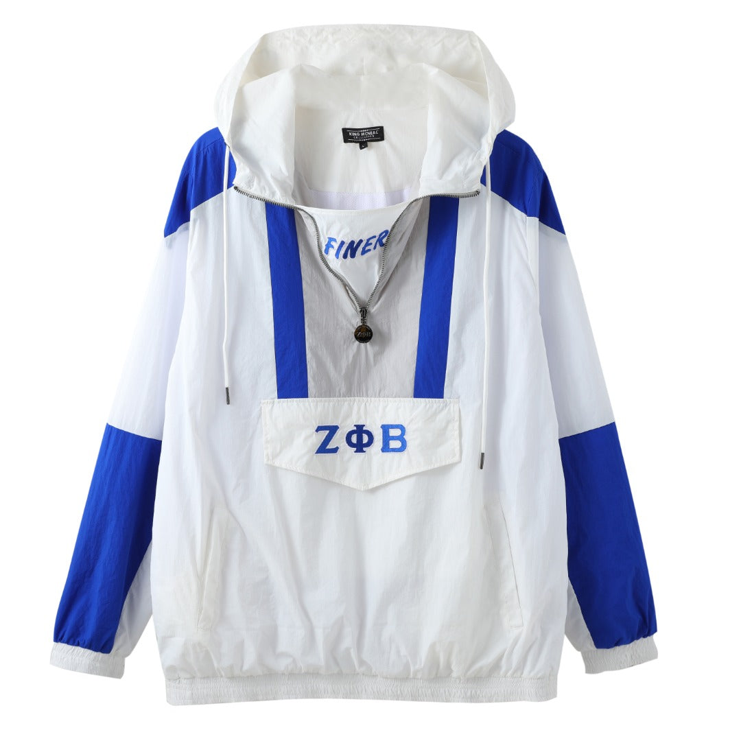 Zeta White Half Zip Windbreaker Jacket