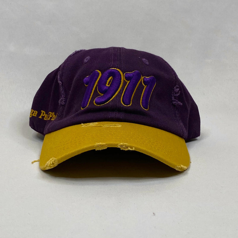 “1911” Omega Psi Phi Purple & Old Gold distressed hat