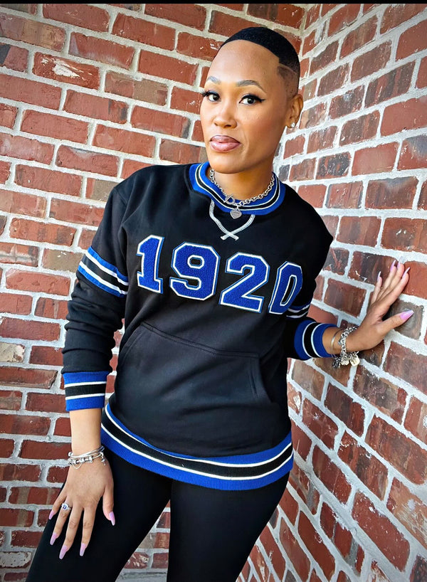 Zeta Phi Beta Black 1920 Chenille Crewneck