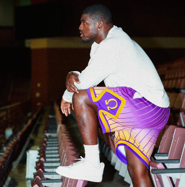 Omega Faded Pinstripe Heavy Mesh Basketball Shorts