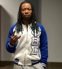PBS White Varsity Fleece Jacket