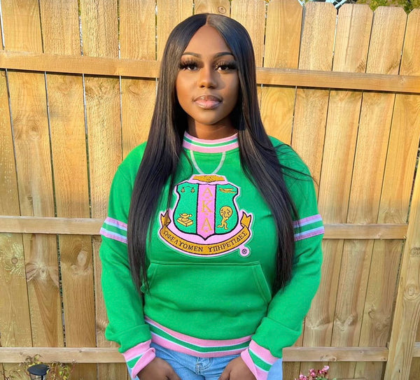 AKA Green Stripe Chenille Crewneck (Unisex Size)