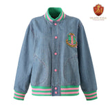 AKA Blue Denim Bomber Jacket Read Description
