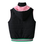 AKA Black Hooded Puffer Vest Sherpa Lining Read Description