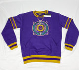 Omega Purple Stripe Crest Chenille Crewneck