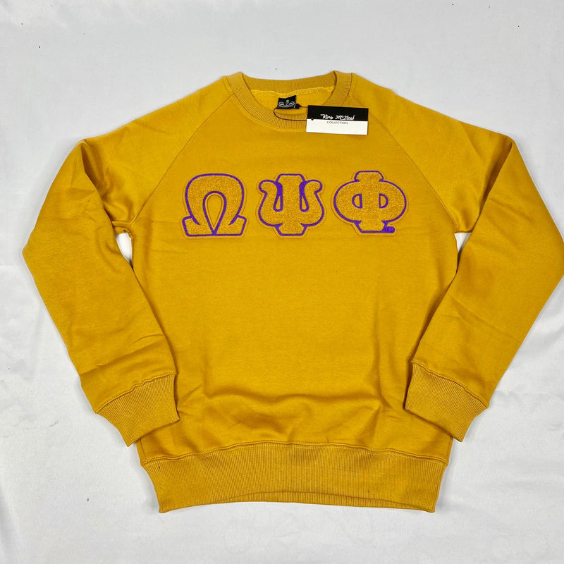 Omega Gold Letter Chenille Crewneck