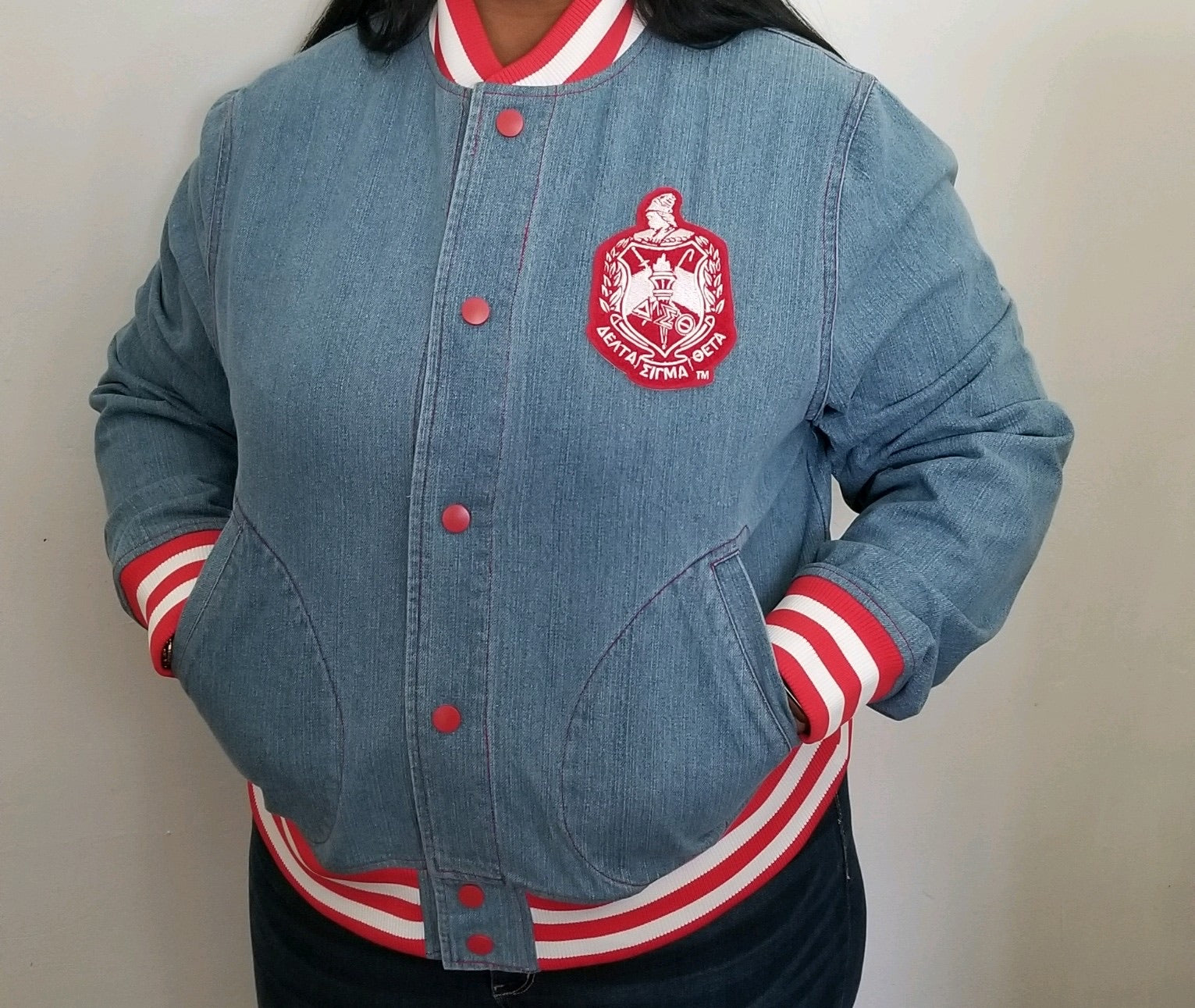 Delta Denim Bomber Jacket Read Description