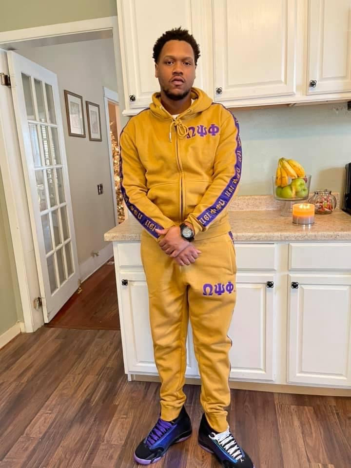 Omega Psi Phi Gold Tapered Sweatsuit Jacket