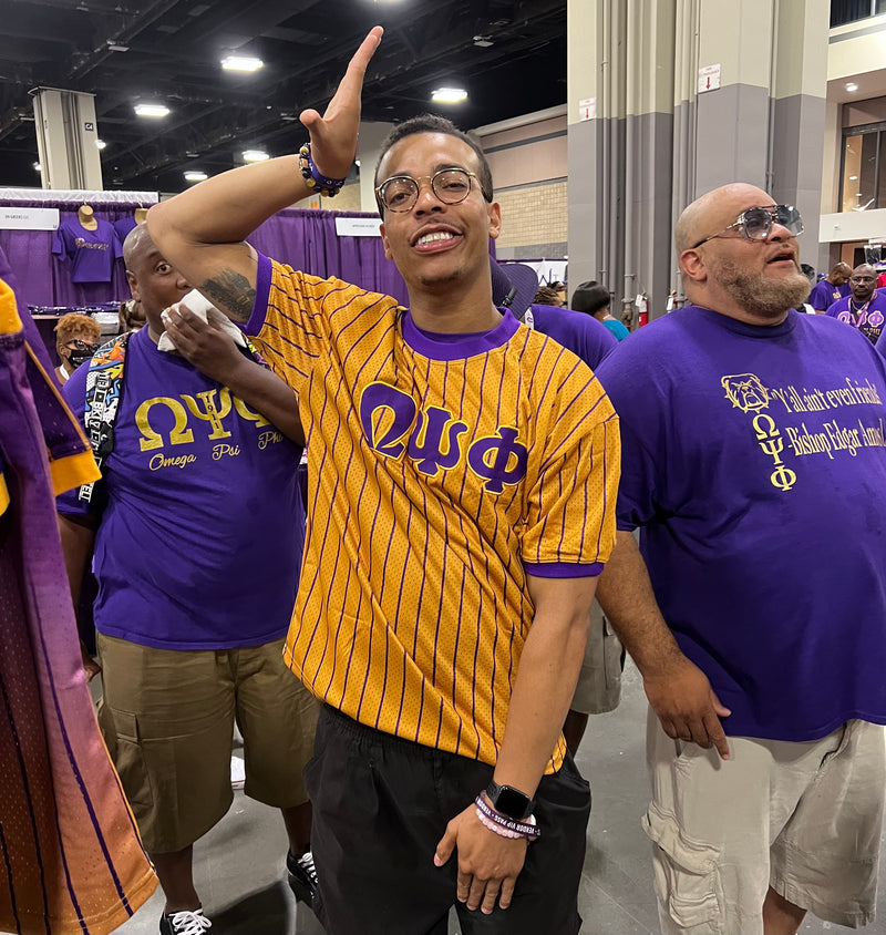 Omega Gold Pinstripe Baseball Jersey