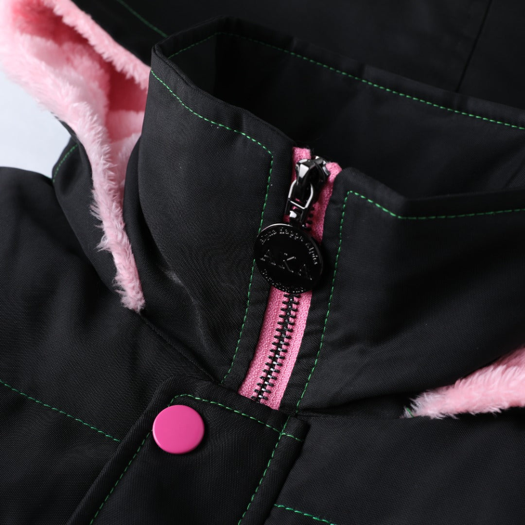 AKA Black Hooded Puffer Vest Sherpa Lining Read Description