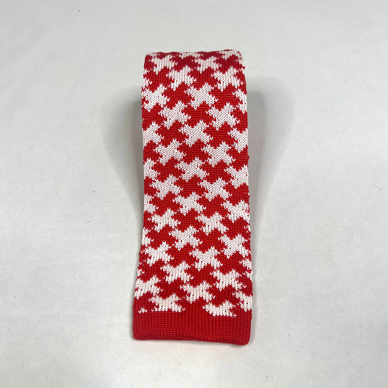 Red And White (Kappa Inspired) Knit Tie 2