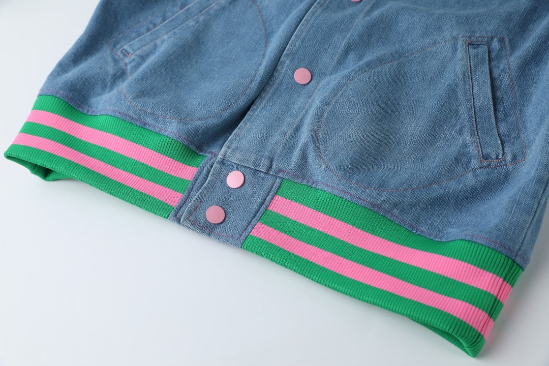 AKA Blue Denim Bomber Jacket Read Description
