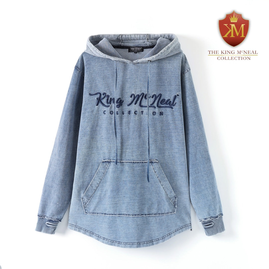 King McNeal Elongated Denim Hoodie